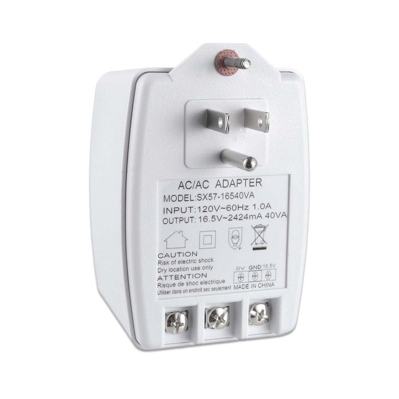 JAMHER 16.5 Volt Doorbell Transformer 16.5VAC 40VA 2424mA Plug in Transformer with PTC Fuse Compatible with Nest Ecobee Sensi and Honeywell Thermostat and All Versions of Ring Doorbell - Image 1